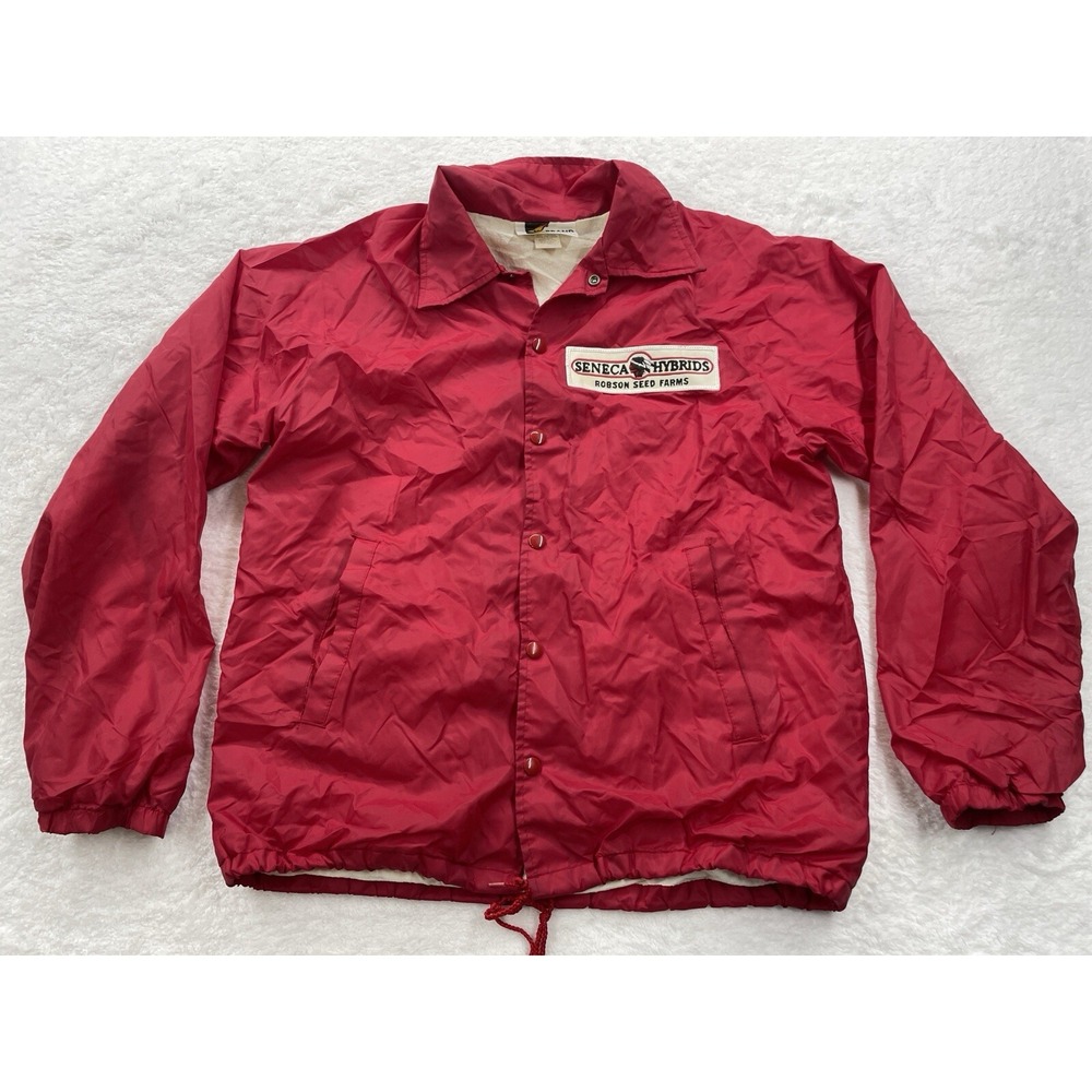 Vintage K-Brand Seneca Hybrids Coaches Jacket Red Nylon Made‎ in USA Mens Medium